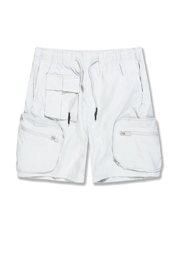 retro silhouette shorts with zip cargo pockets and adjustable drawstring waist