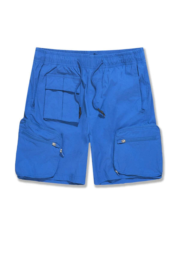 retro silhouette shorts with zip cargo pockets and adjustable drawstring waist