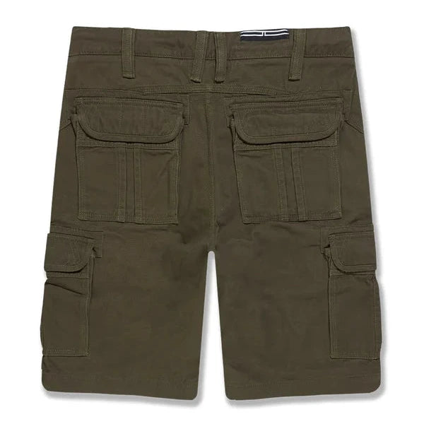 Jordan Craig cargo shorts with knee-length fit, side cargo pockets, and cotton twill construction for classic utility style