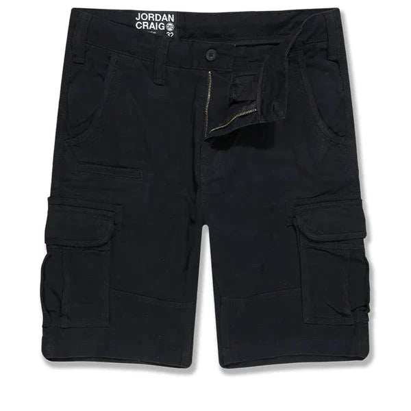 Jordan Craig cargo shorts with knee-length fit, side cargo pockets, and cotton twill construction for classic utility style