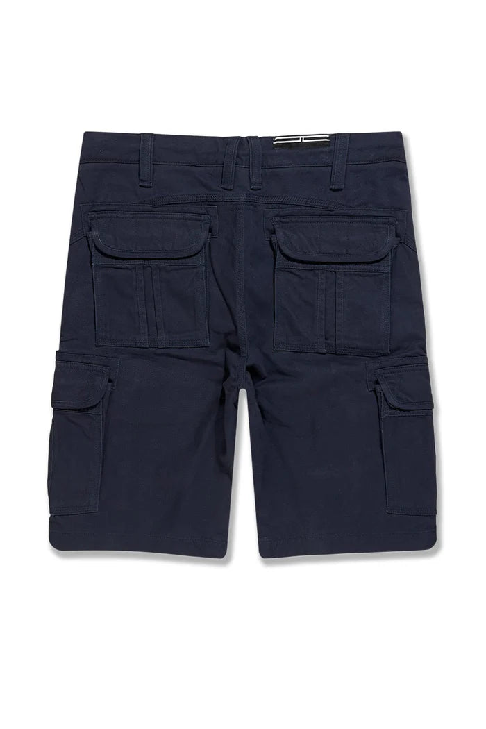 Jordan Craig cargo shorts with knee-length fit, side cargo pockets, and cotton twill construction for classic utility style