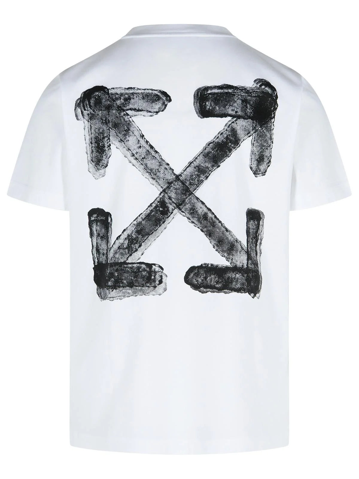 Off-White Spray Arrow slim fit T-shirt in white and black with Arrow logo print and crewneck design.