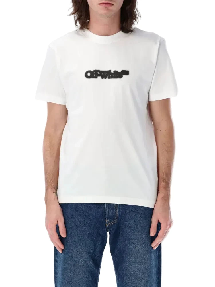 Off-White Spray Arrow slim fit T-shirt in white and black with Arrow logo print and crewneck design.