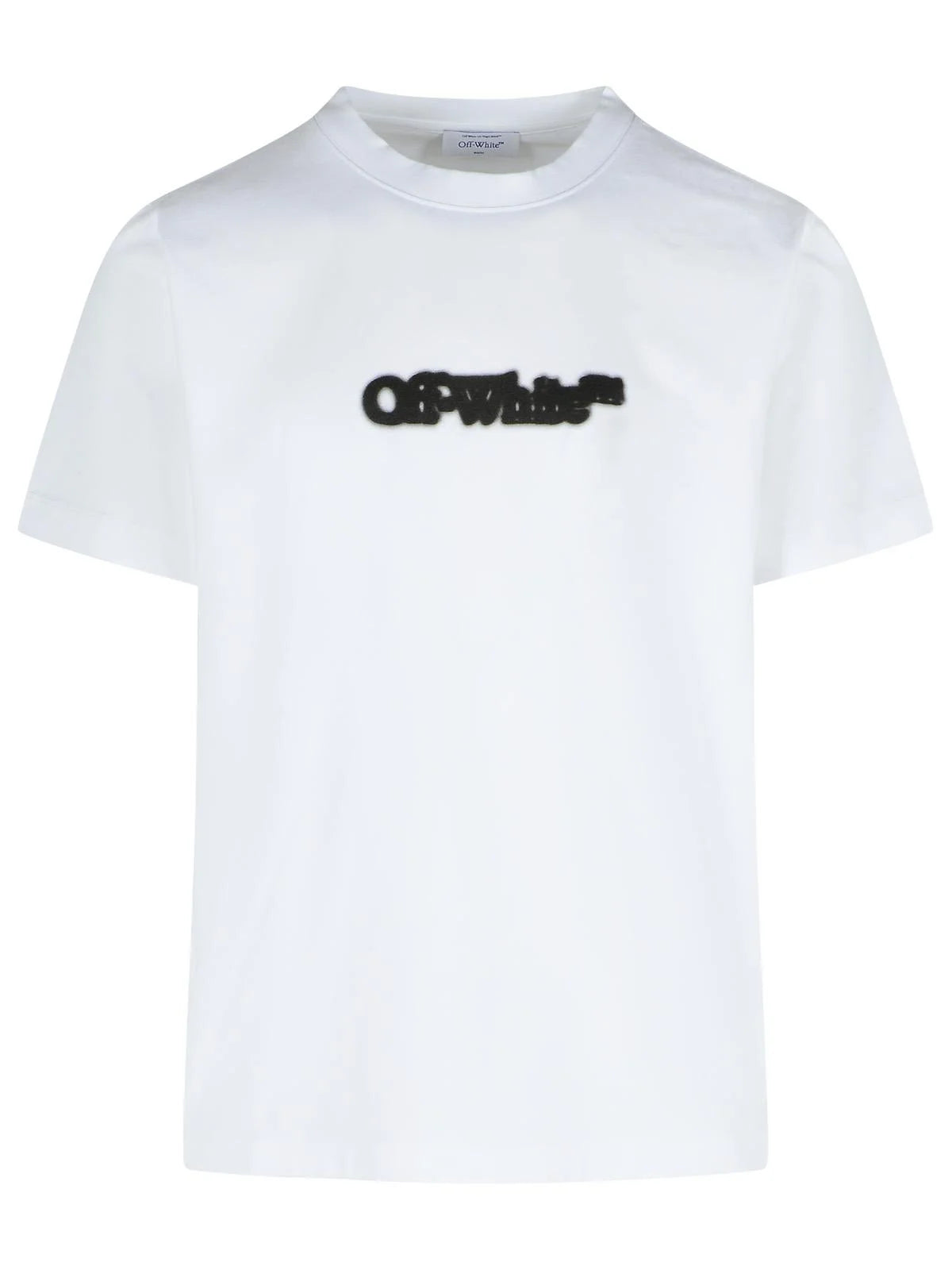 Off-White Spray Arrow slim fit T-shirt in white and black with Arrow logo print and crewneck design.