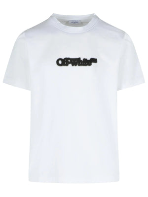 Off-White Spray Arrow slim fit T-shirt in white and black with Arrow logo print and crewneck design.