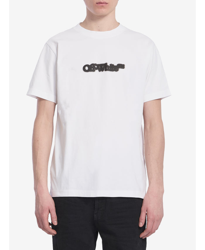 Off-White Spray Arrow slim fit T-shirt in black and white with a bookish logo on the front and sprayed arrow graphic on the back.