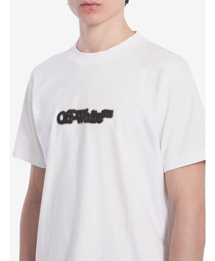 Off-White Spray Arrow slim fit T-shirt in black and white with a bookish logo on the front and sprayed arrow graphic on the back.