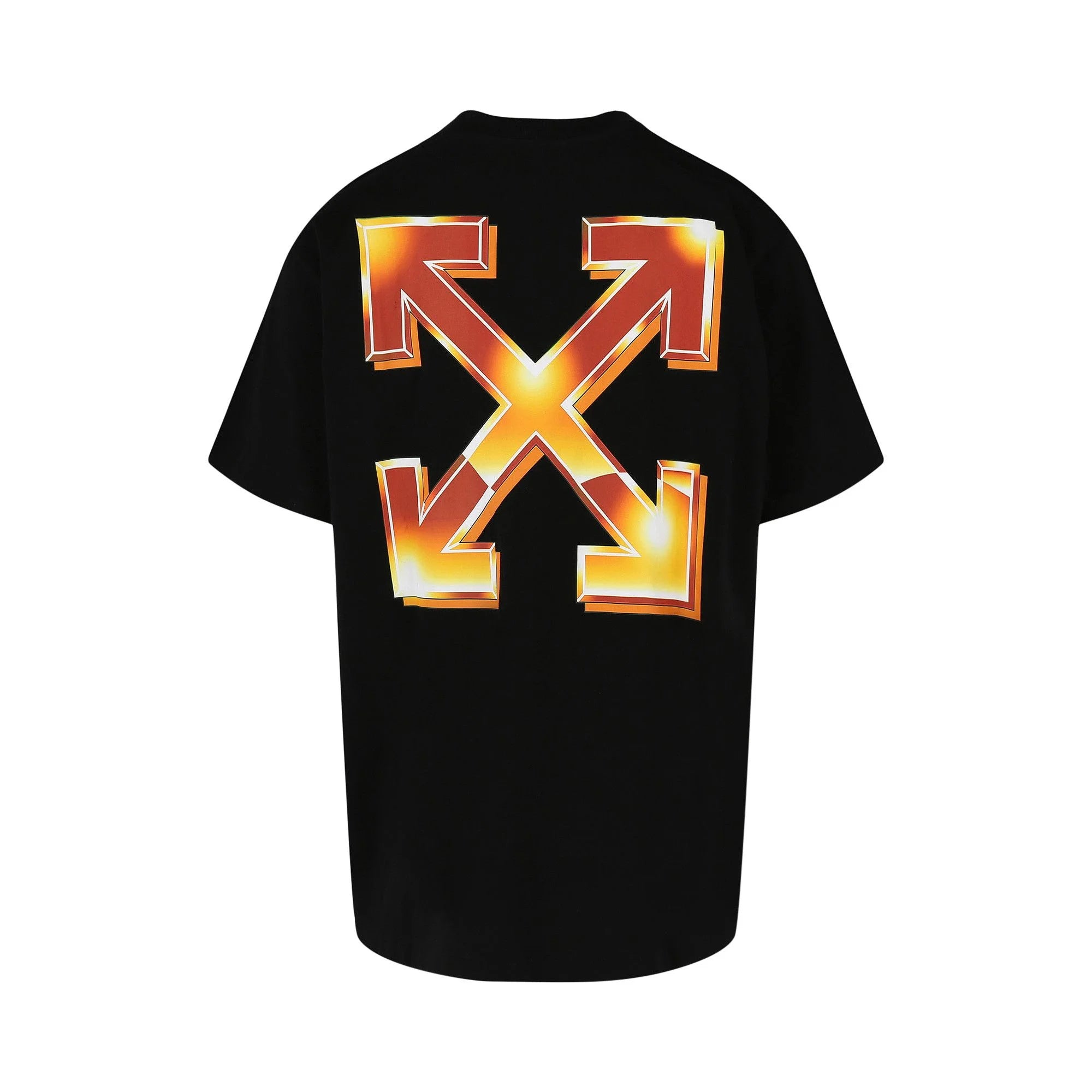 Off-White Metal Arrow Skate T-shirt in black with a gleaming logo graphic at the chest.