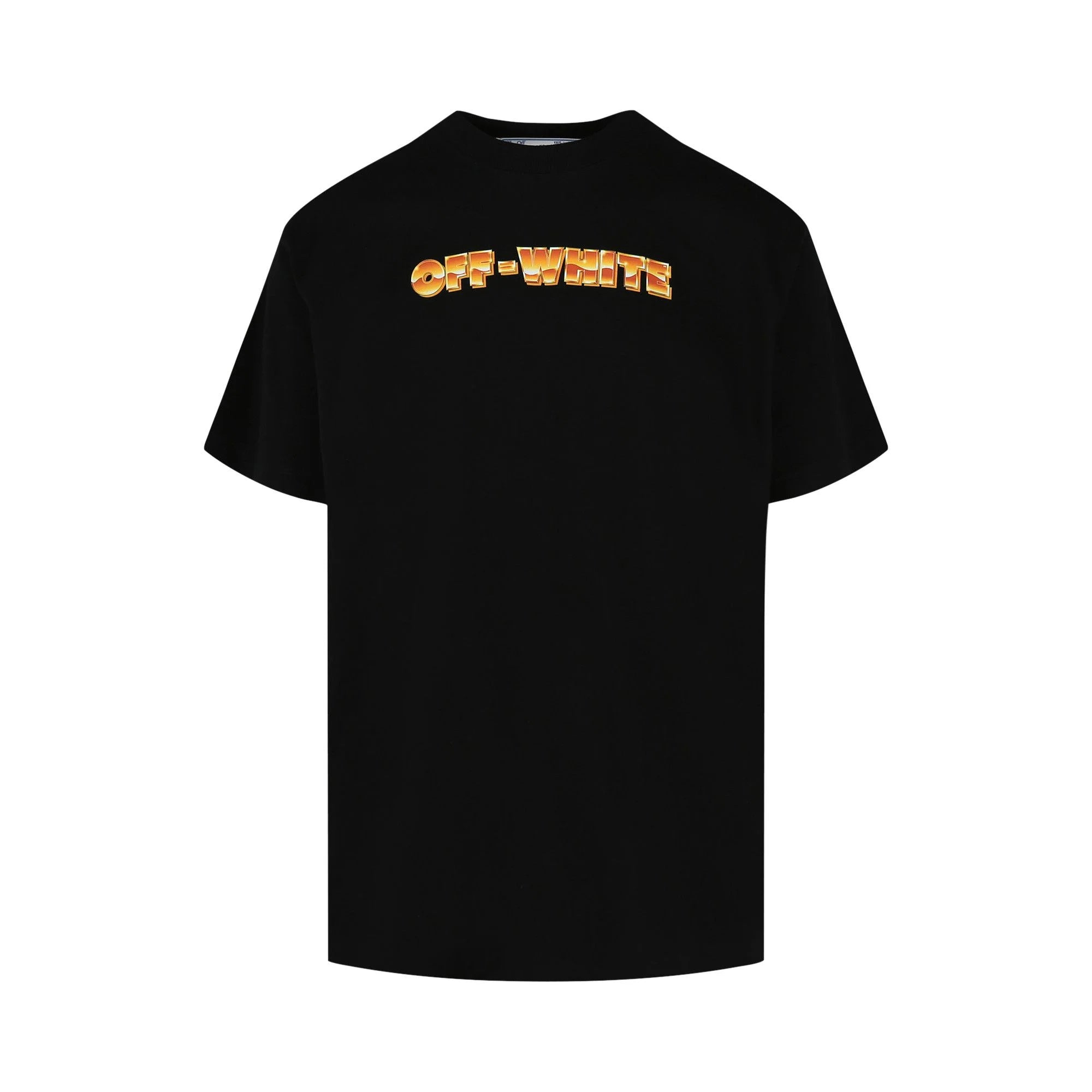 Off-White Metal Arrow Skate T-shirt in black with a gleaming logo graphic at the chest.