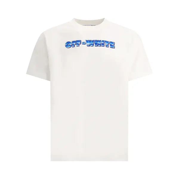 OFF-WHITE Metal Arrow Skate T-shirt in white with chest logo print and seasonal graphic on the back.