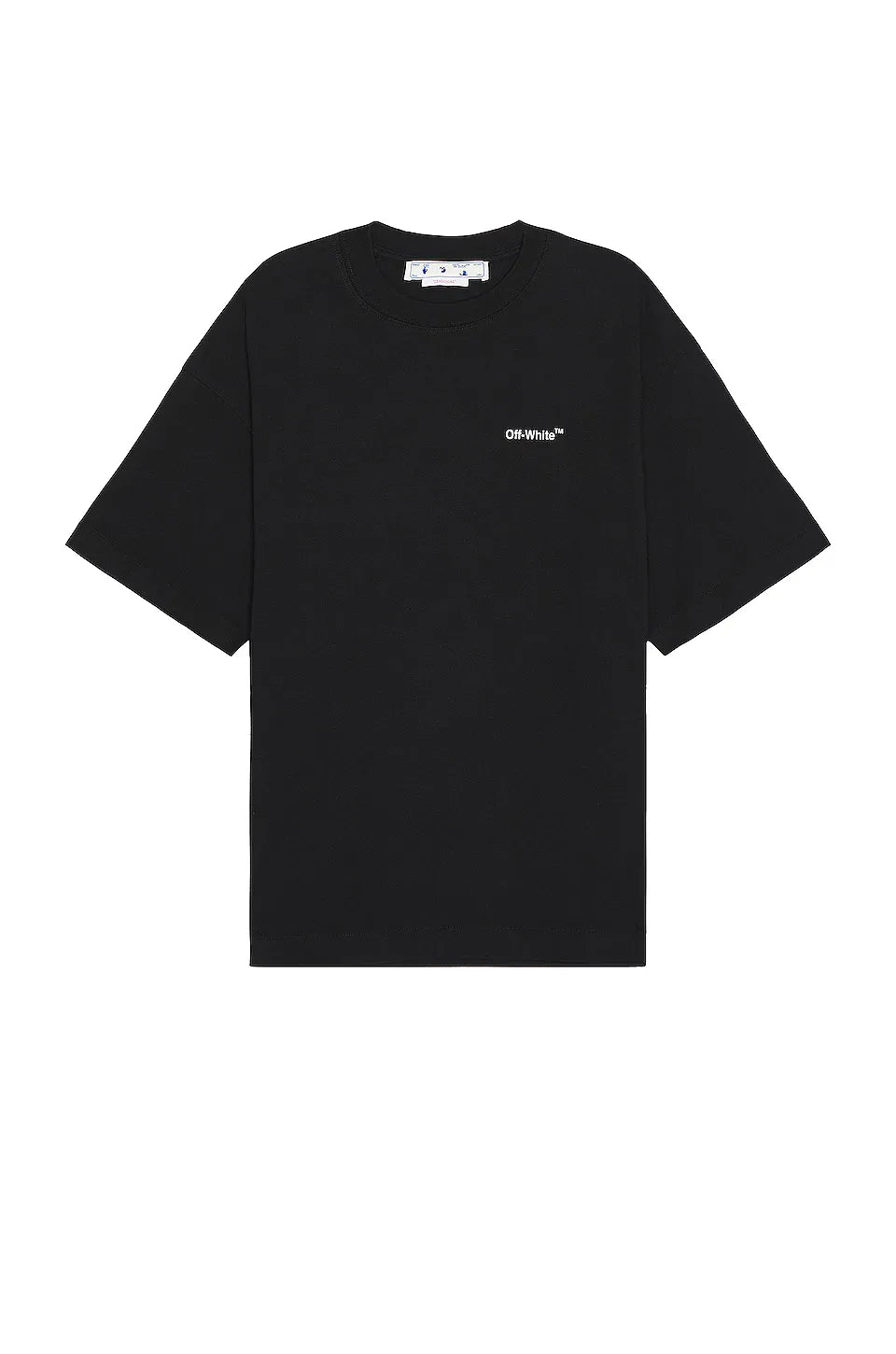 Off-White Chain Arrow Skate T-shirt in black with chest logo print and chainlink arrow graphic on the back.