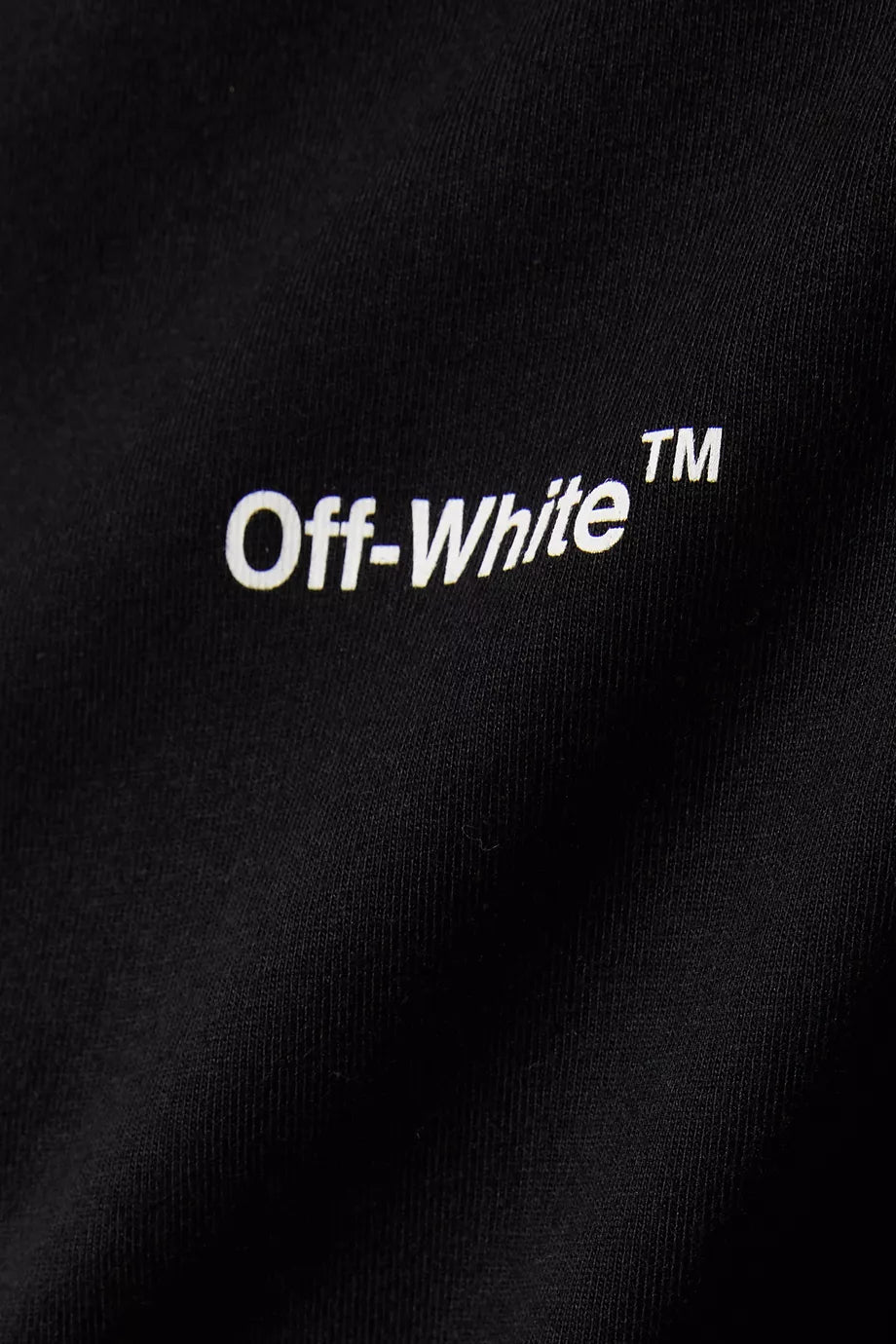 Off-White Chain Arrow Skate T-shirt in black with chest logo print and chainlink arrow graphic on the back.