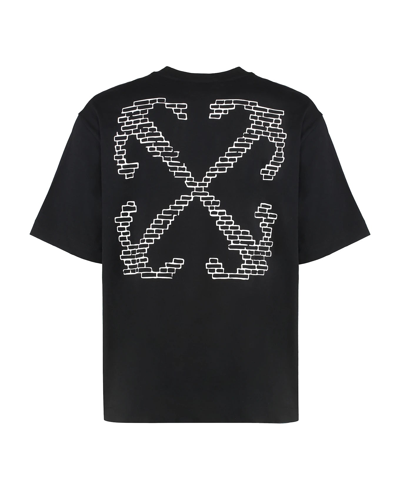 Off-White Brics Arrow Skate T-shirt with front logo graphic and arrow motif on the back, slim fit, black color.