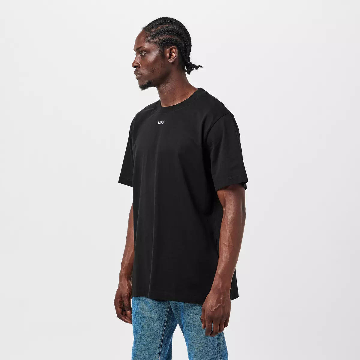 Off-White Brics Arrow Skate T-shirt with front logo graphic and arrow motif on the back, slim fit, black color.