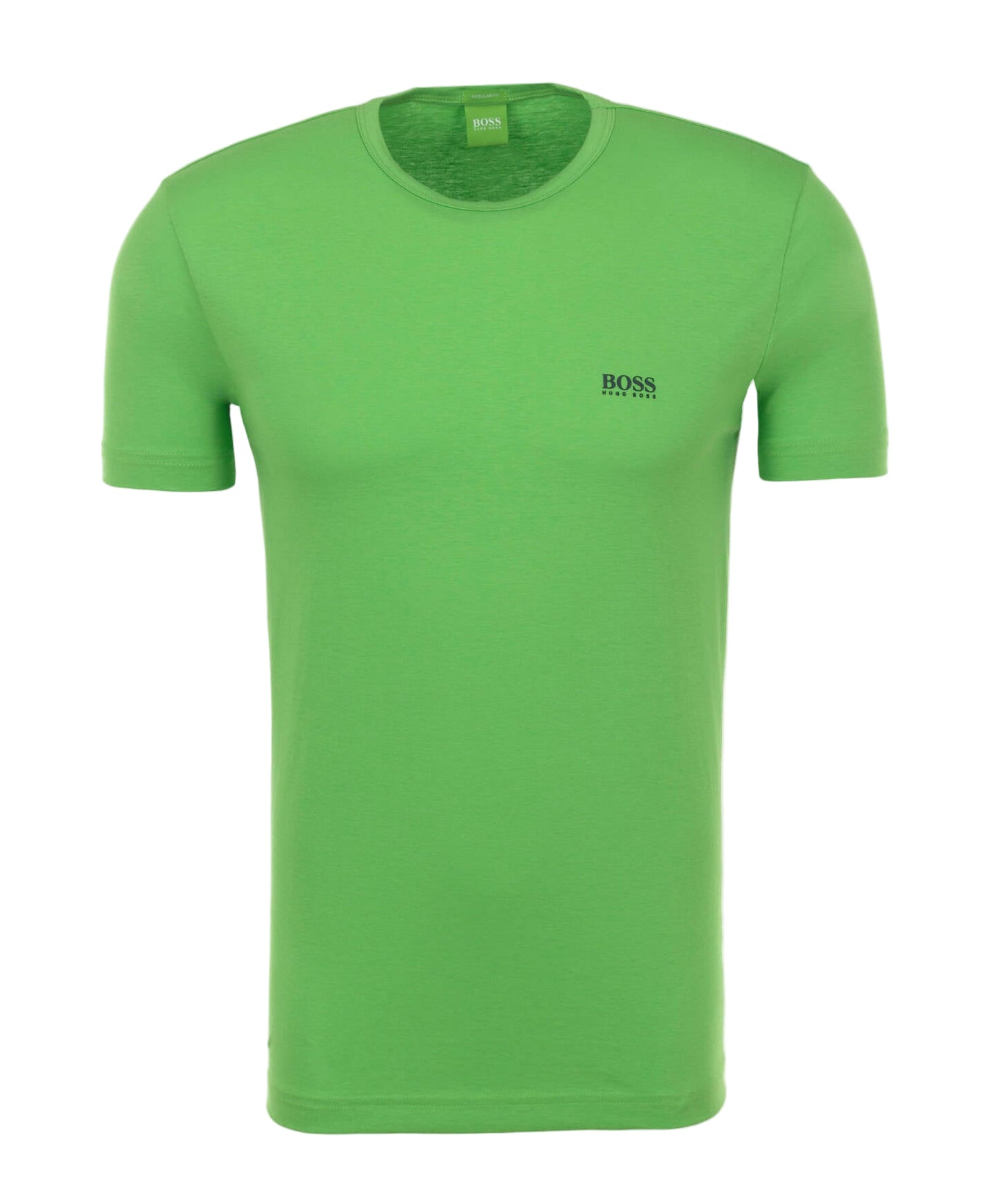 Elevate your everyday style with the Hugo Boss Basic Tee in Green, featuring a bold black BOSS logo on the front and a sleek matching logo detail on the back neck.