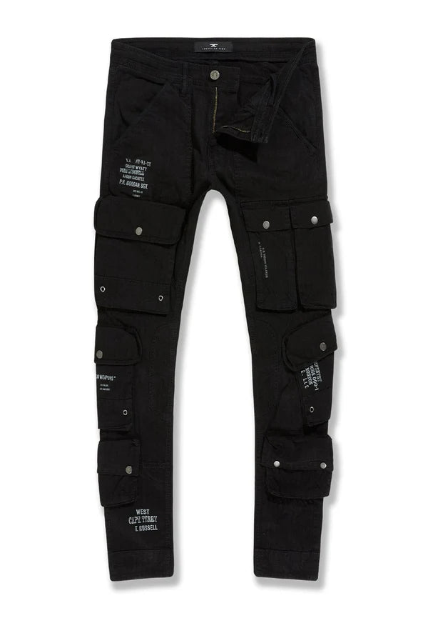 Jordan Craig Defcon cargo pants in slim taper fit with herringbone fabric, zip cargo pockets, and modern utility design