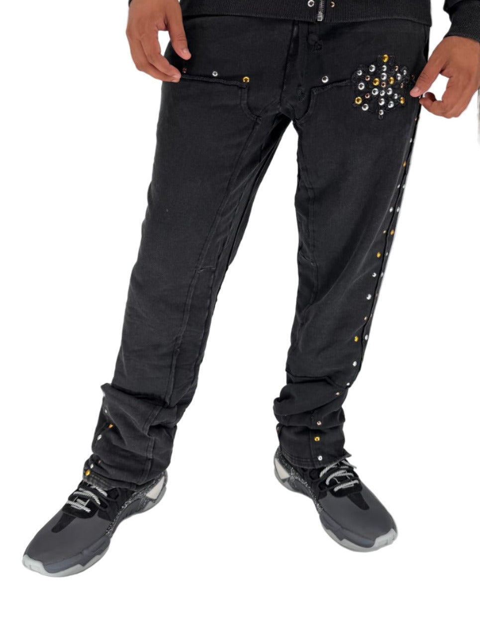 Sic Parvis Magna Logo Sweatpant in Black with iconic logo detailing, Dazzle x Hudson Outerwear exclusive