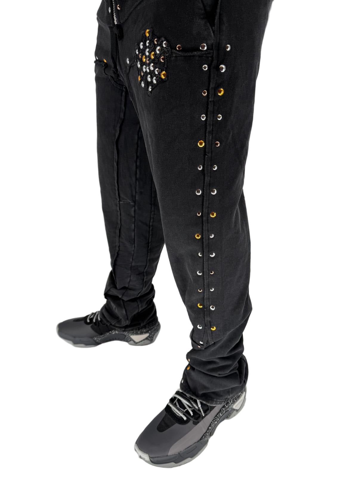 Sic Parvis Magna Logo Sweatpant in Black with iconic logo detailing, Dazzle x Hudson Outerwear exclusive