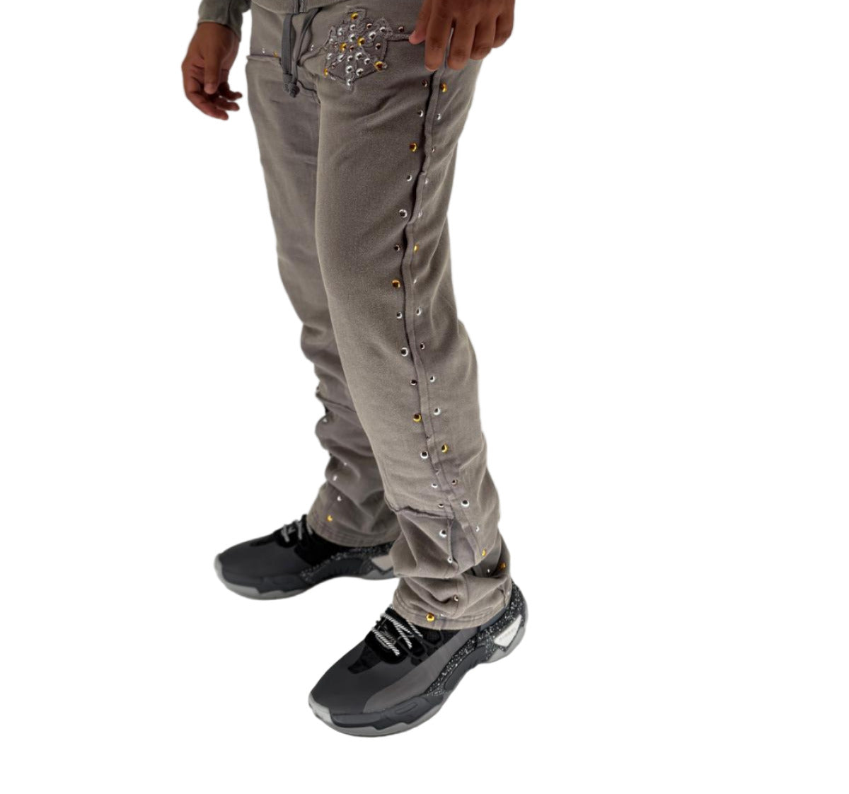 Sic Parvis Magna Logo Sweatpant in Grey with iconic logo detailing, Dazzle x Hudson Outerwear exclusive