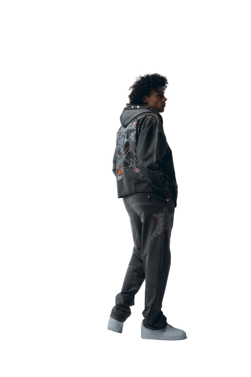 Grey Hudson Outerwear Dreamstate Star Studs Zip Hoody with stud detailing.