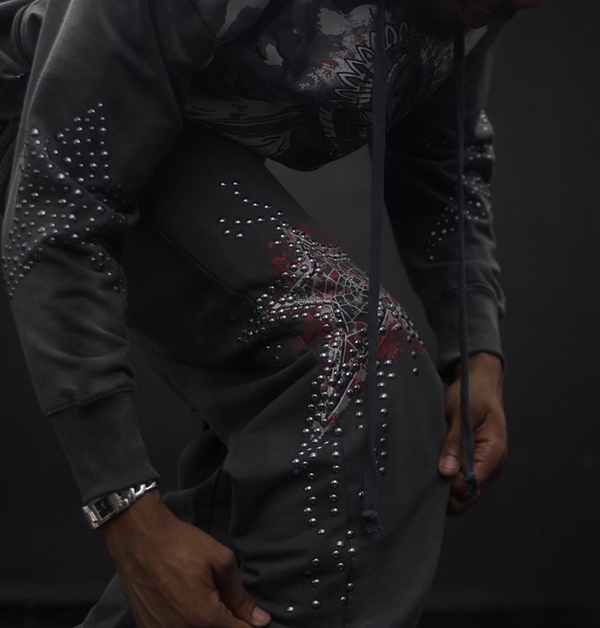 Black Hudson Outerwear Dreamstate Star Studs Zip Hoody with star stud detailing.