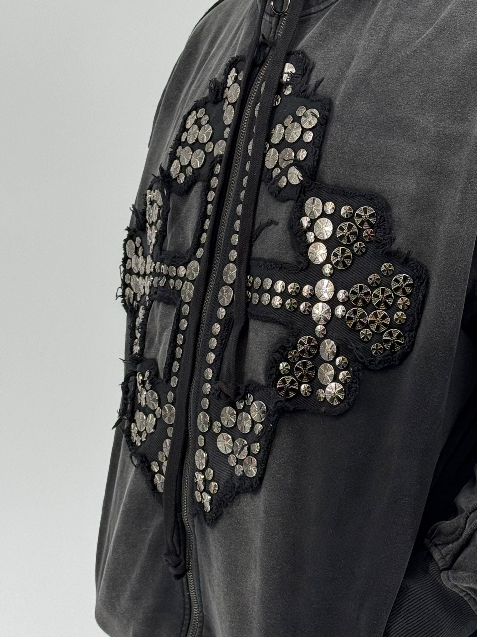 Dazzle Night Full-Zip Hoodie in black with soft fleece construction, full-zip design, and matching jogger.