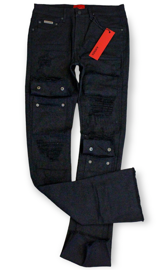 6 Cargo Pocket Flare Pant (Jet Black) -