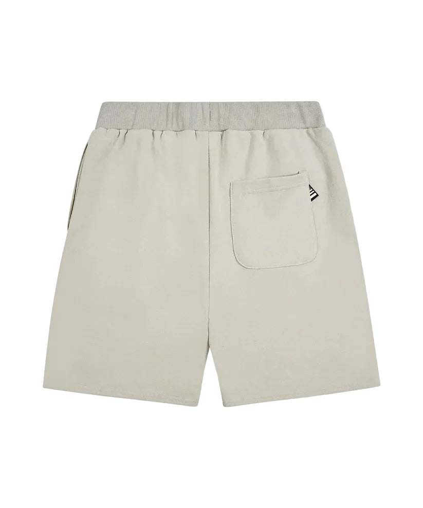 Paper Planes Lockup shorts in grey with heavyweight French Terry cotton, classic fit, silicone logo detail, and hidden media pockets.