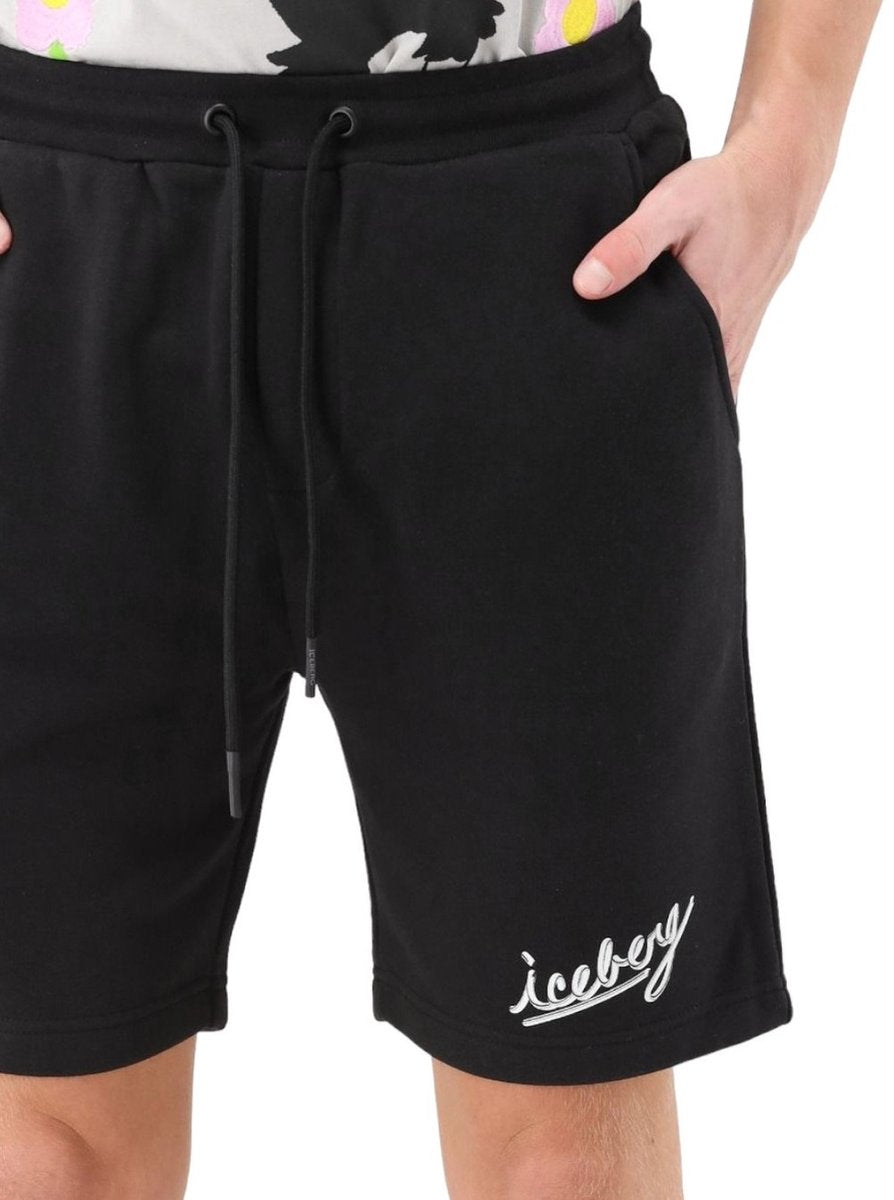 Iceberg E5 Bermuda Shorts (Black), Jersey Shorts Men Black Pre Summer 2024