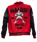 Step up your streetwear game with the Paradise Team Varsity Jacket in Red, a modern take on the classic varsity silhouette. Crafted with a wool body and quilted satin lining, this jacket combines warmth with lightweight comfort. The fold-down coaches collar, striped ribbed cuffs and waistband, and snap button front provide authentic varsity style.