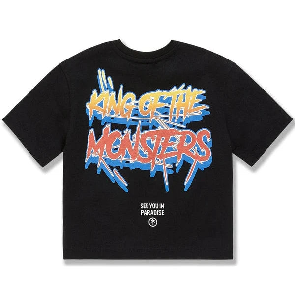  Kids Sea Monster Boxy T-Shirt with bold front and back graphic on heavyweight soft cotton jersey