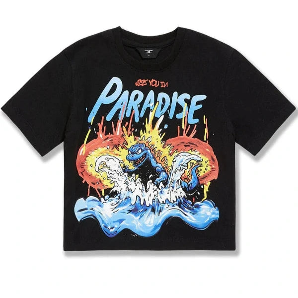  Kids Sea Monster Boxy T-Shirt with bold front and back graphic on heavyweight soft cotton jersey