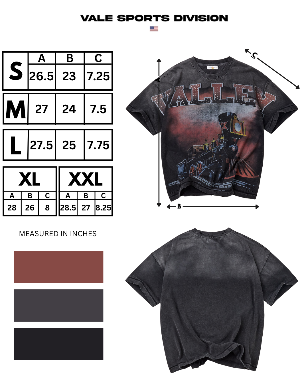 Vale Forever A Train graphic T-shirt made from 100% cotton with a center graphic and light distressed detailing.