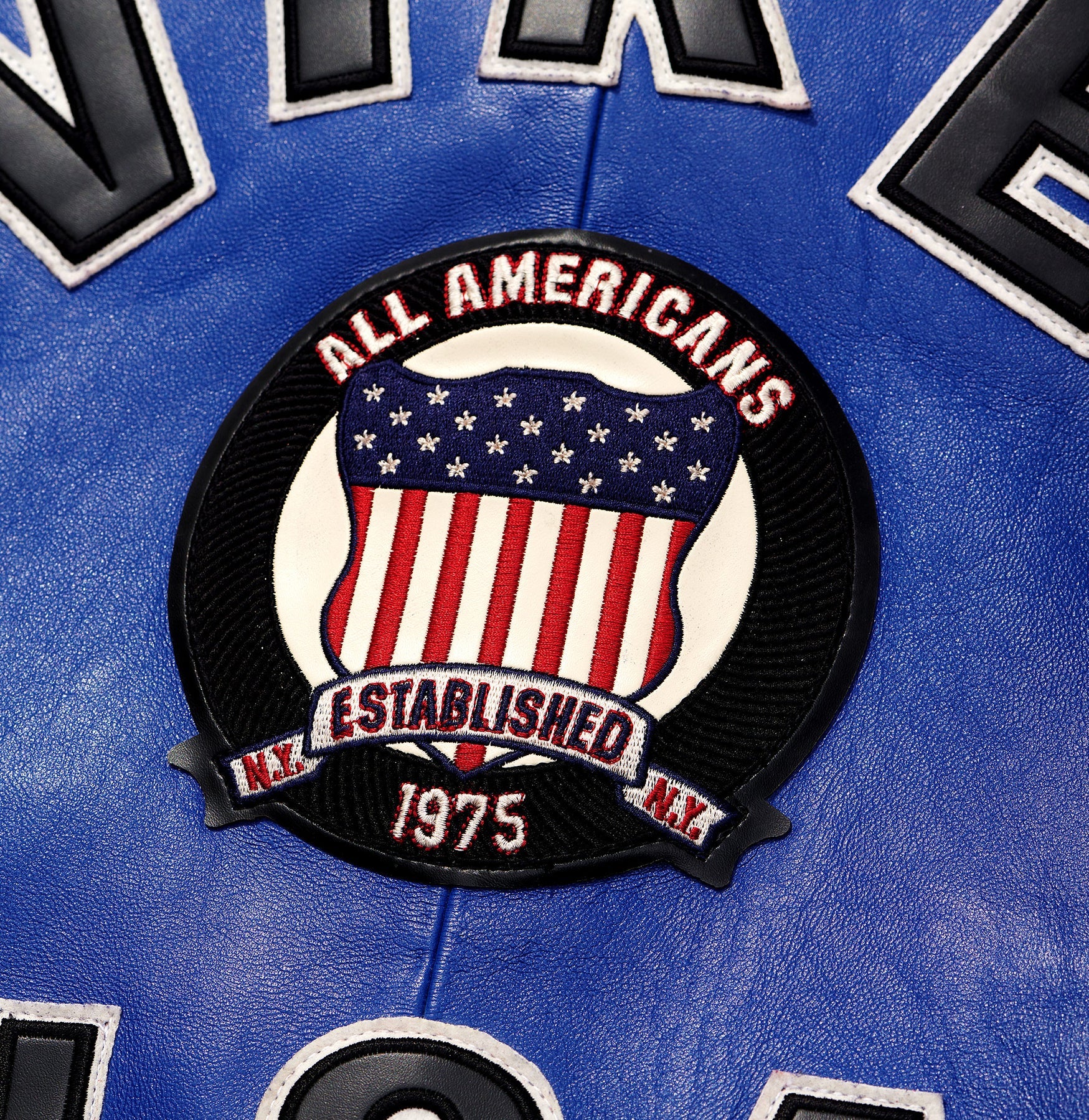 Avirex ICON Jacket in 100% French lamb leather with logo details, front zipper, and striped rib trim