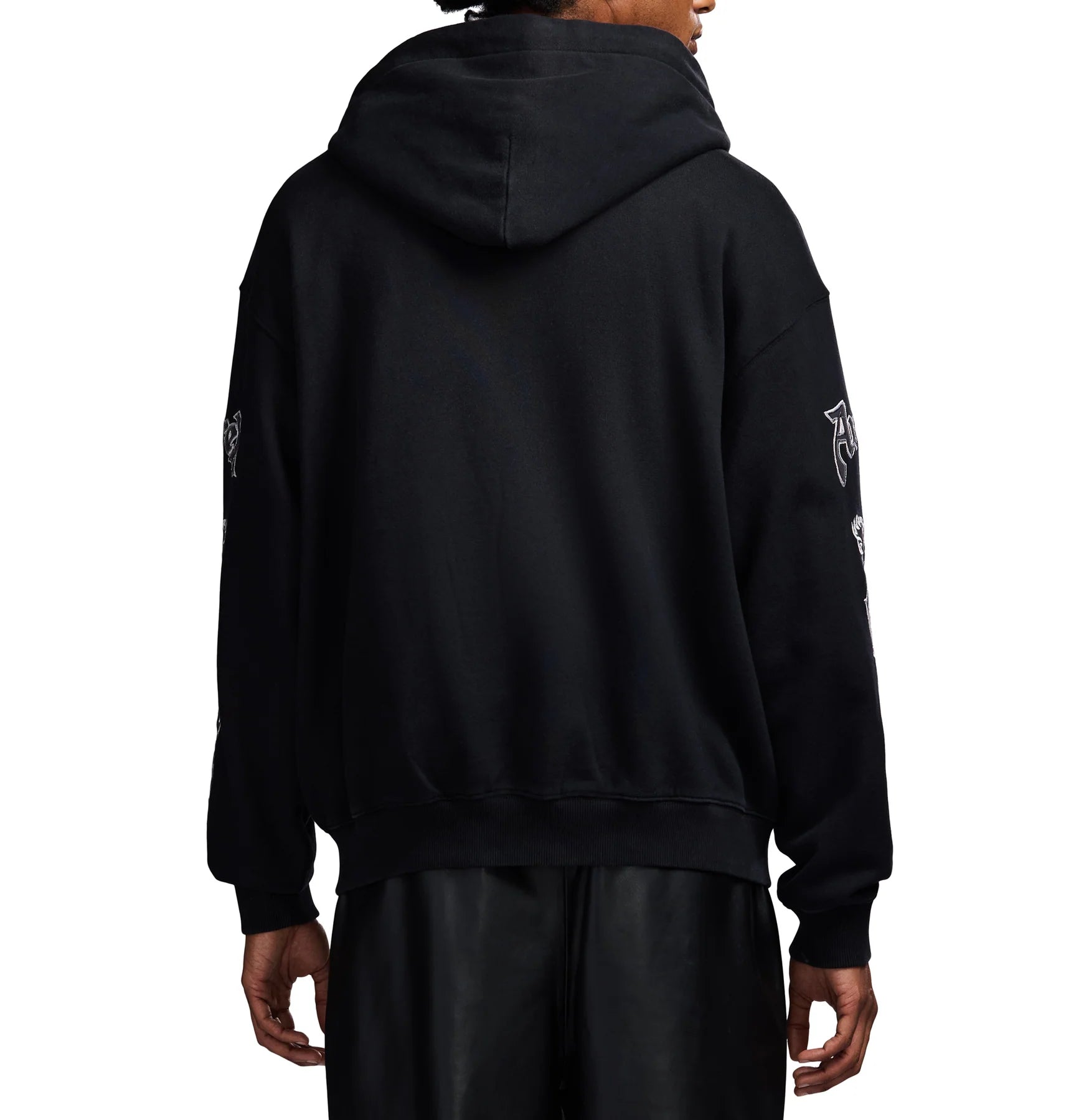 Avirex Goth Zipper Hoodie in washed black with griffin sleeve patches and front zip closure