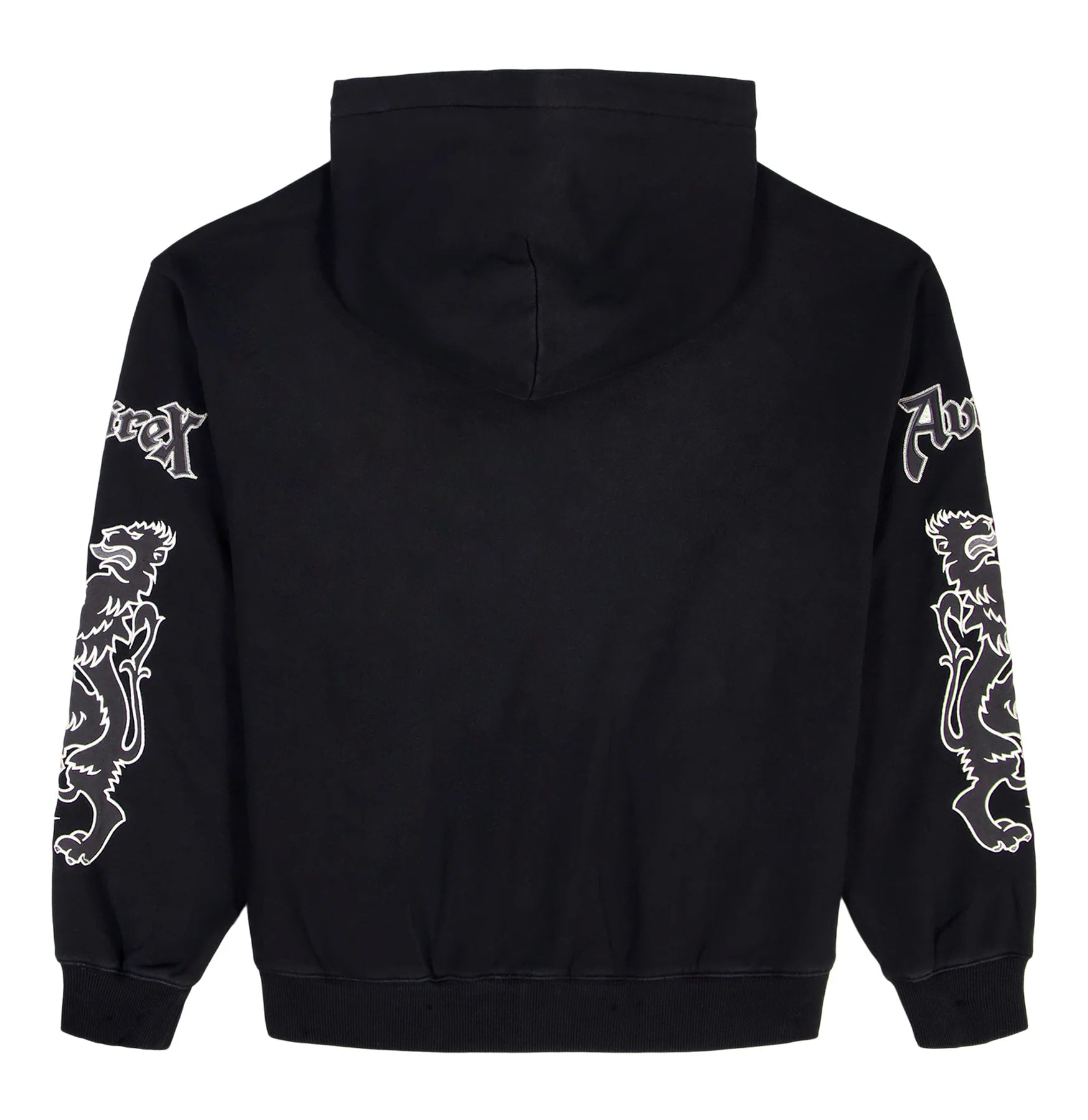 Avirex Goth Zipper Hoodie in washed black with griffin sleeve patches and front zip closure