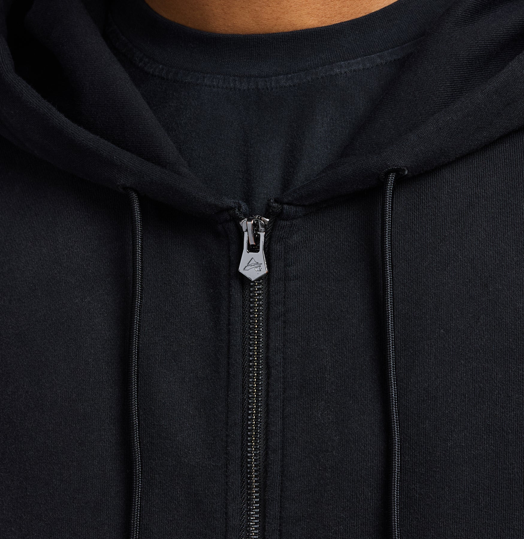Avirex Goth Zipper Hoodie in washed black with griffin sleeve patches and front zip closure