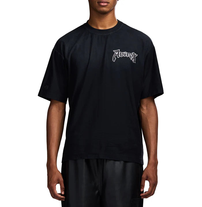 Avirex cotton jersey t-shirt with embroidered chest logo and “A” crest patch on sleeve