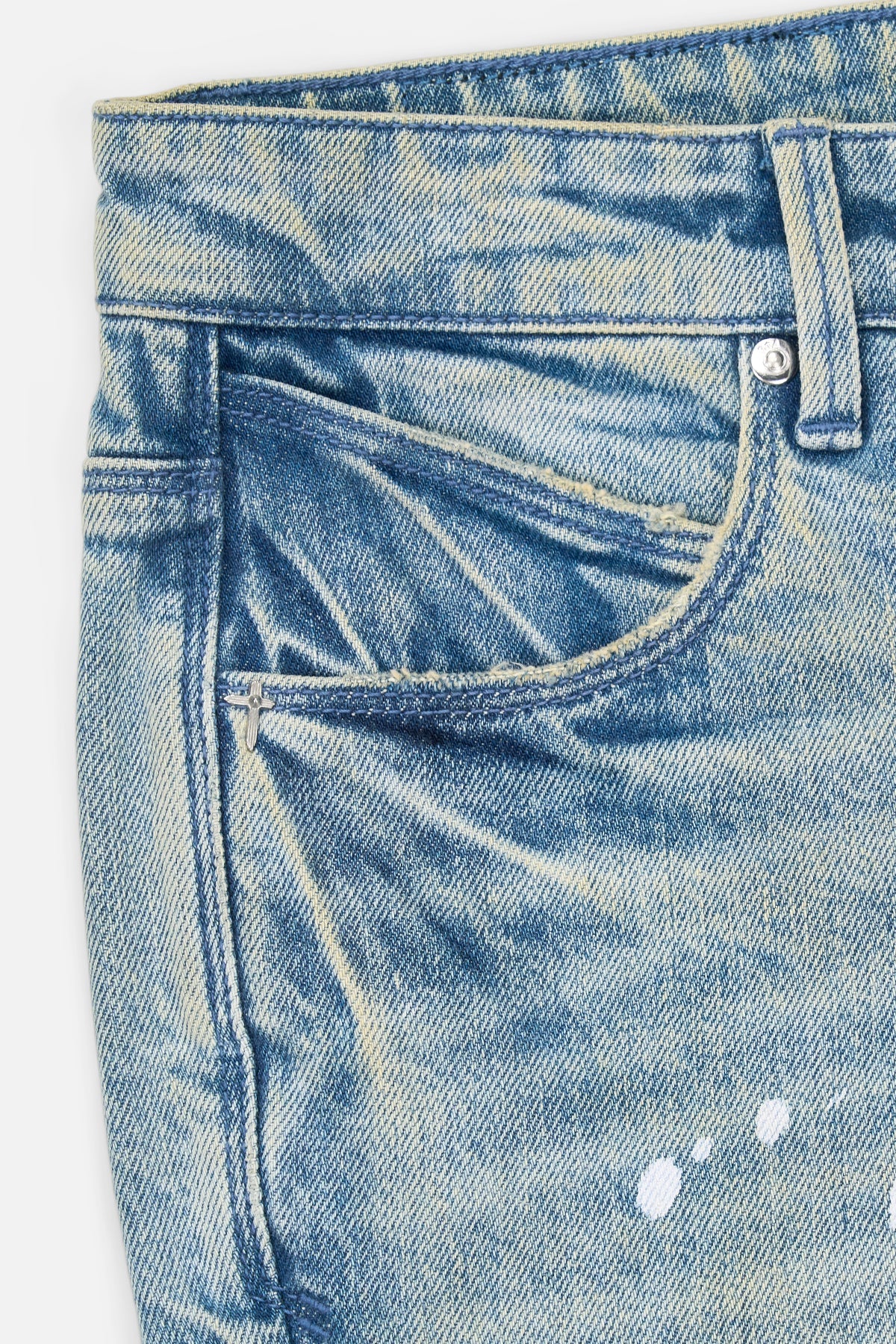 Clayton Splattered Skinny Jeans (Indigo) - B1182SPIDD