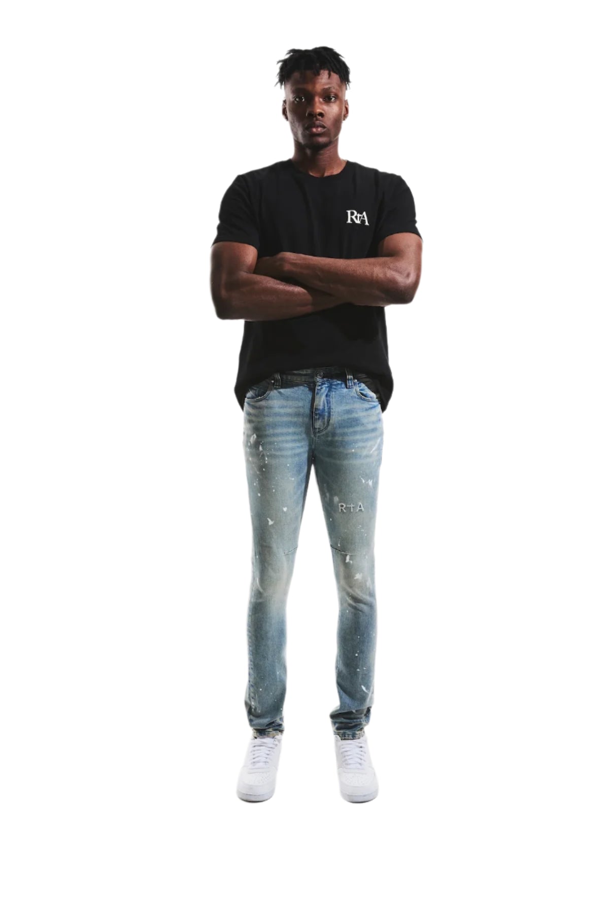 Clayton Splattered Skinny Jeans (Indigo)