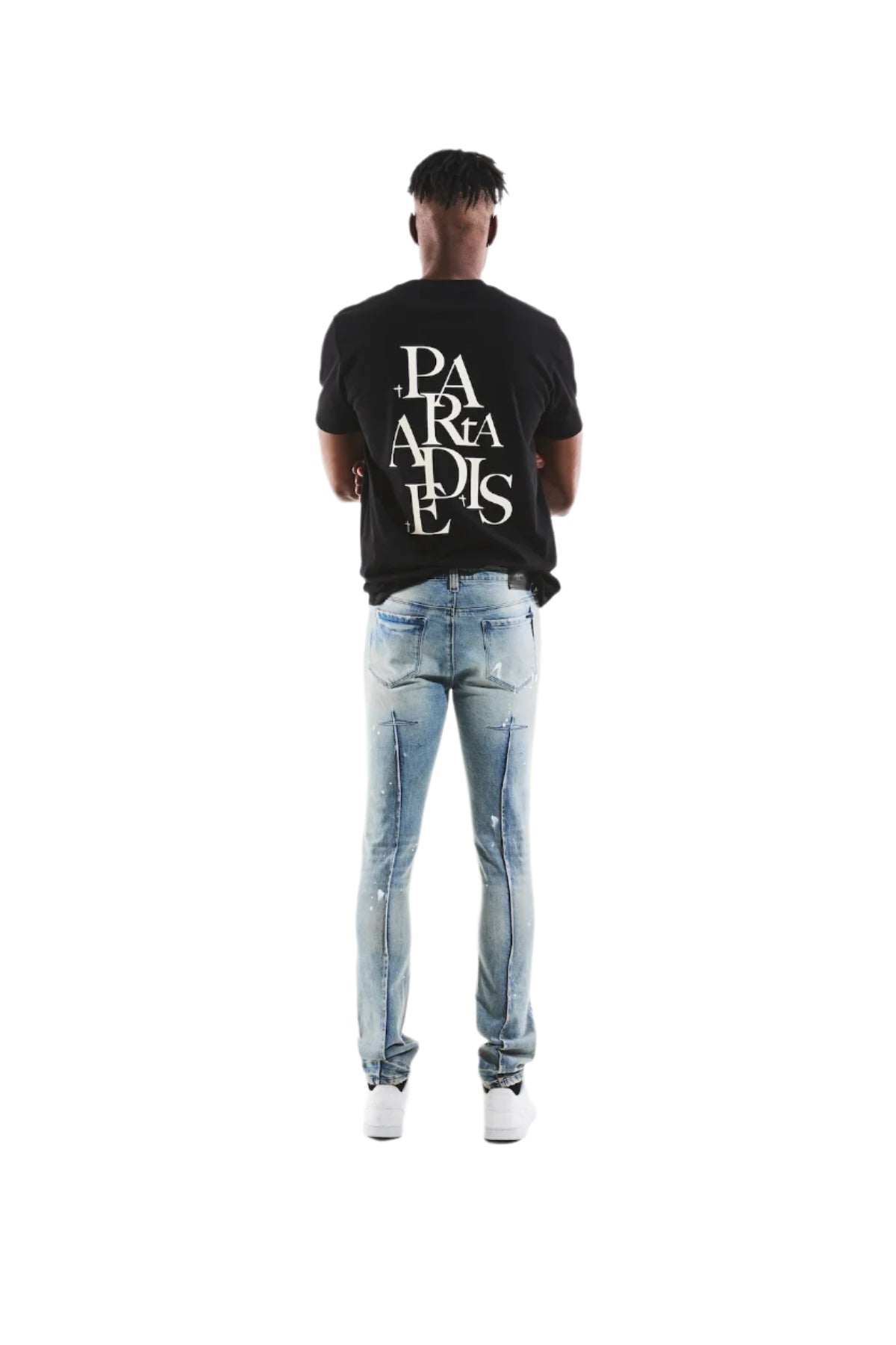 Clayton Splattered Skinny Jeans (Indigo)