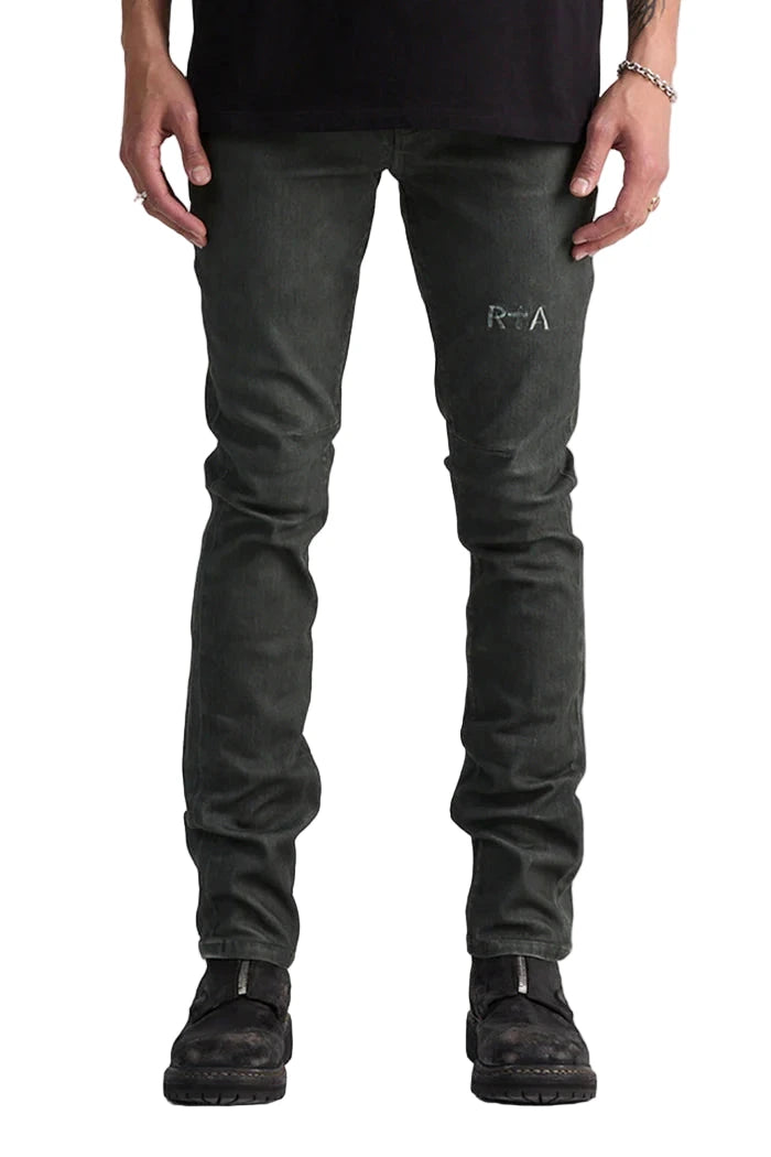 RTA Men's Bryant Dusty Olive Triple Cross Denim Pant with reinforced triple cross stitching for durability and comfort.