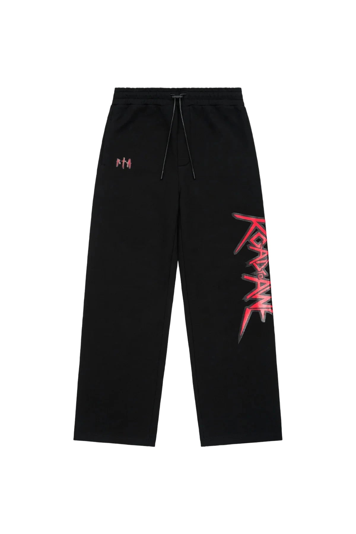 Cameron Sweatpant in Black RTA Metal with straight leg, toggle drawstring, and metal RTA logos down leg and pocket