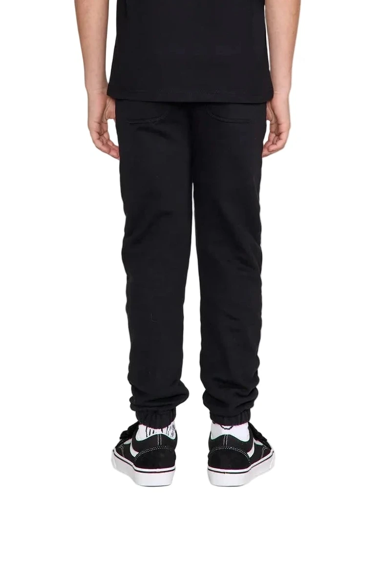 RtA Ewan sweatpant in black collegiate with logo detailing, elasticated waistband, and drawstring closure.