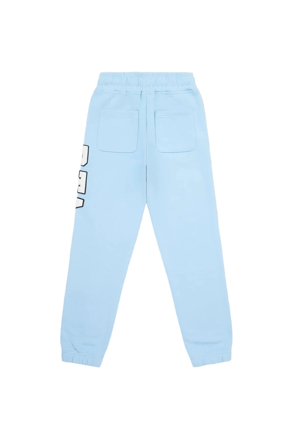 RtA Ewan sweatpant in blue collegiate with logo detailing, elasticated waistband, and drawstring closure.