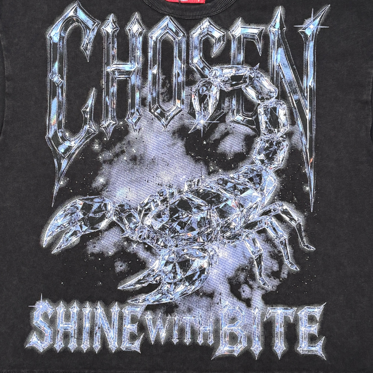 CHOSEN Scorpion Tee in black with bold scorpion graphic design and classic short sleeve fit