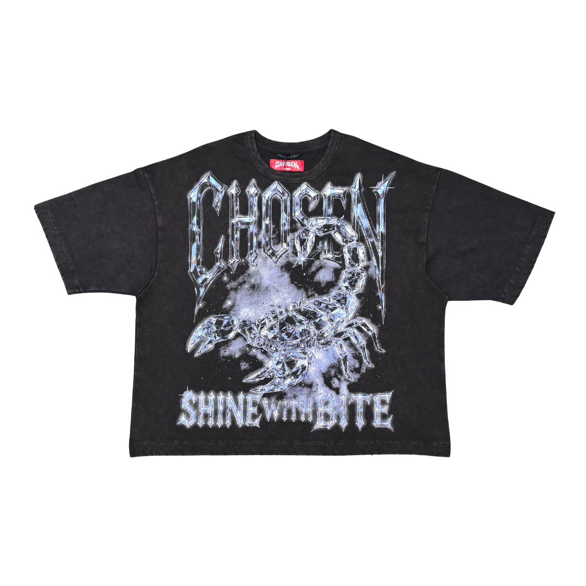 CHOSEN Scorpion Tee in black with bold scorpion graphic design and classic short sleeve fit