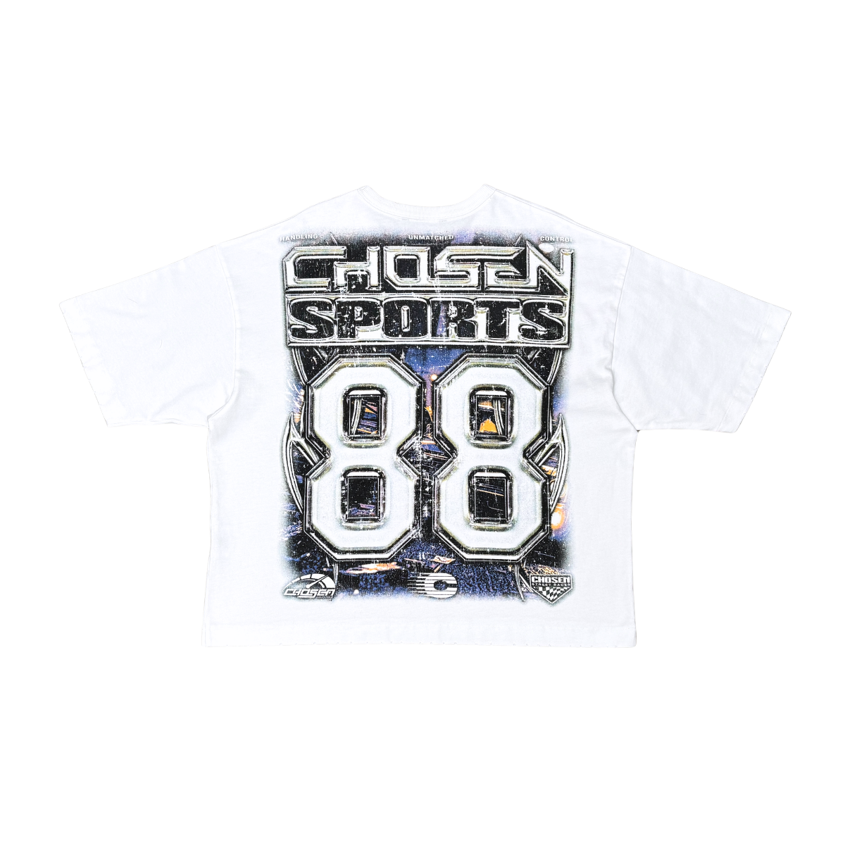 CHOSEN 88 Tee in white with bold “88” graphic design and classic short sleeve fit