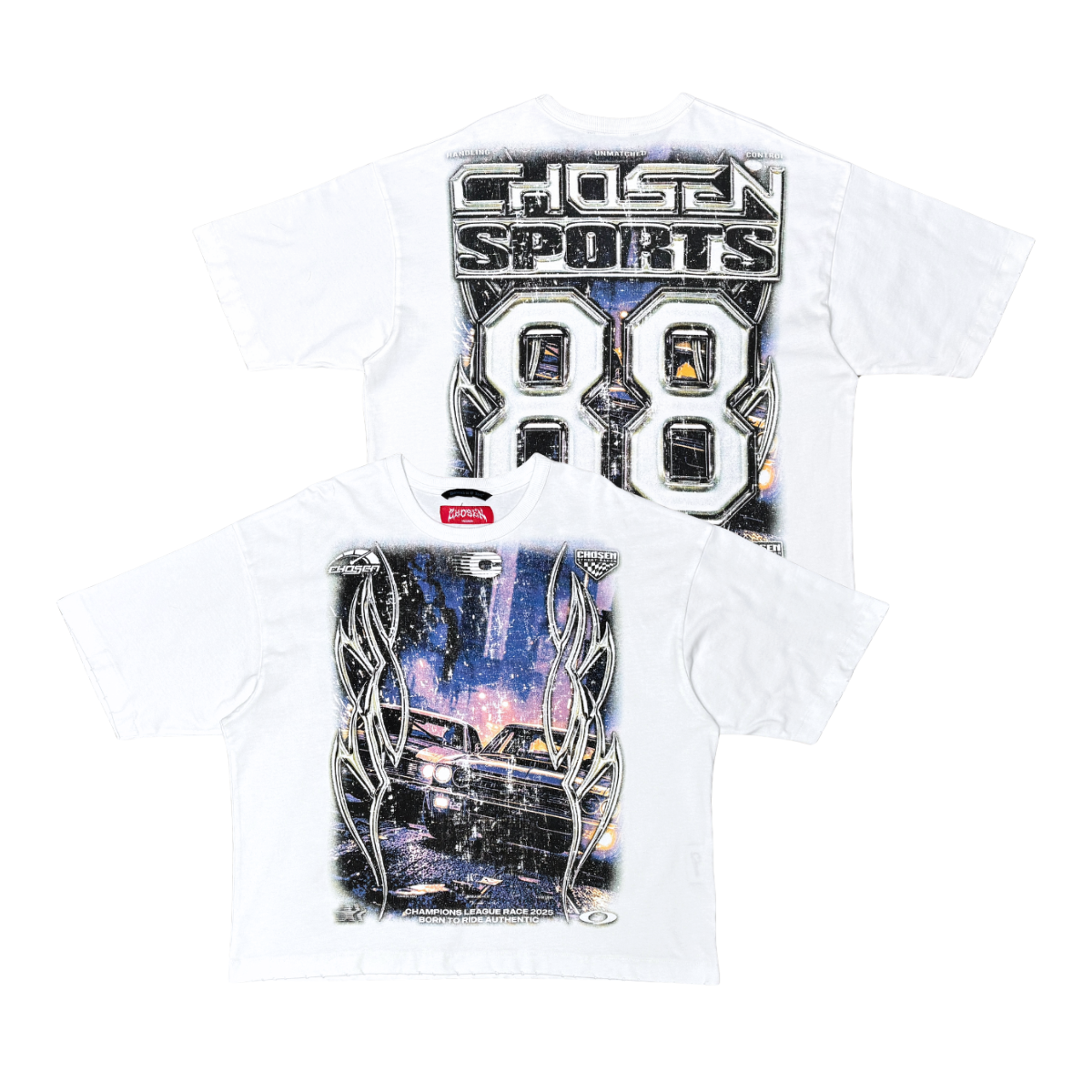 CHOSEN 88 Tee in white with bold “88” graphic design and classic short sleeve fit