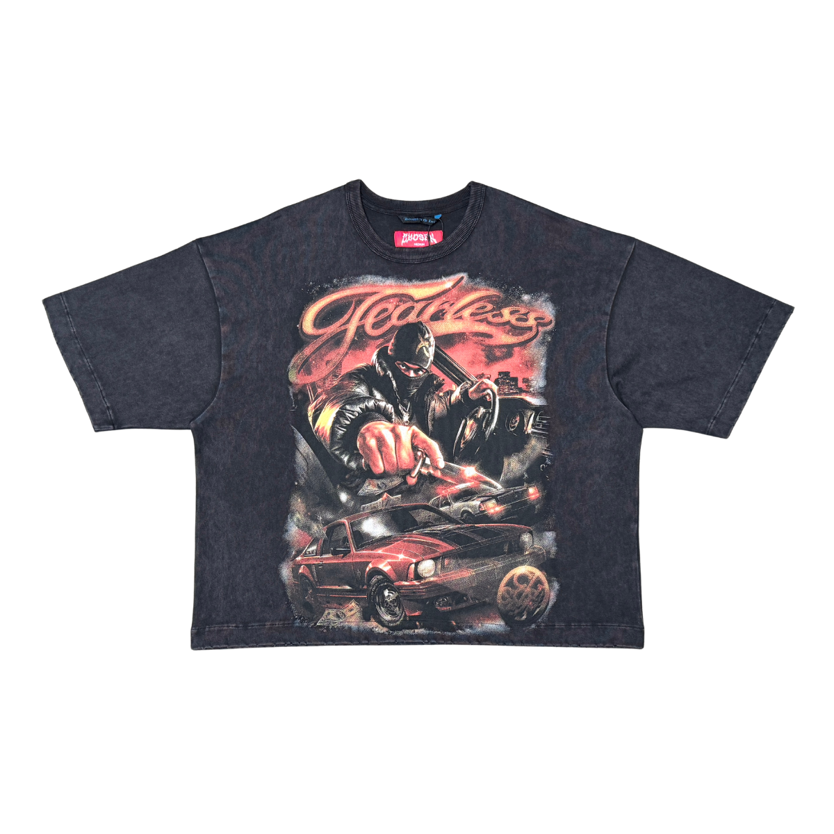 CHOSEN Fearless Driver Tee in black with bold graphic design and classic short sleeve fit